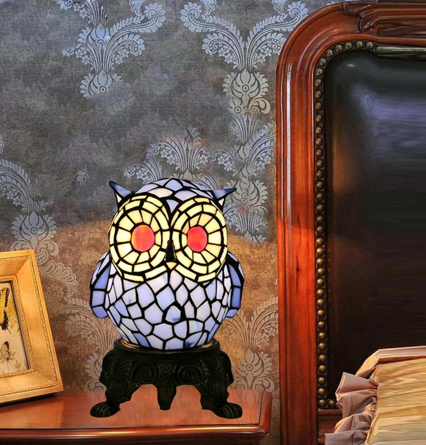 Amazon.co.jp : スタイルステンドグラス漫画フクロウランプ